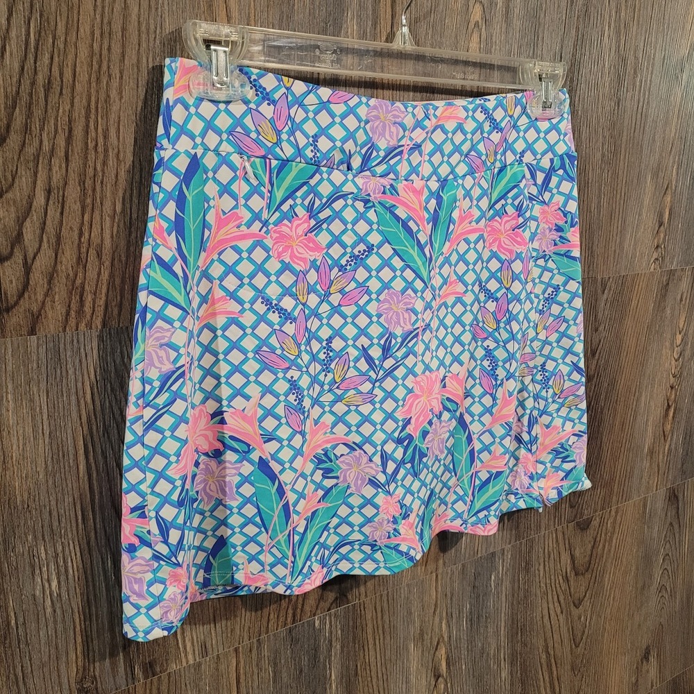 Lulu-B Floral Athletic Skort Size Small Multicolor Zip Pockets Golf Tennis - Picture 2 of 14